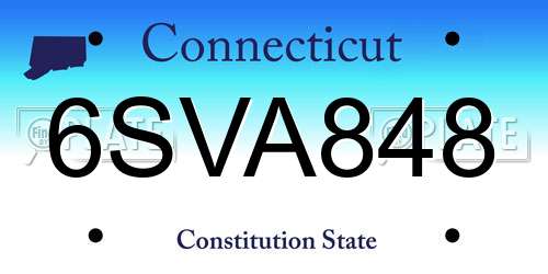 6SVA848 Connecticut License Plate
