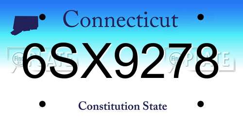 6SX9278 Connecticut License Plate