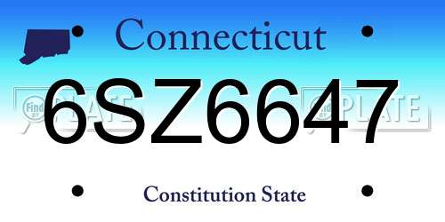 6SZ6647 Connecticut License Plate