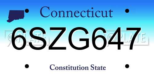 6SZG647 Connecticut License Plate
