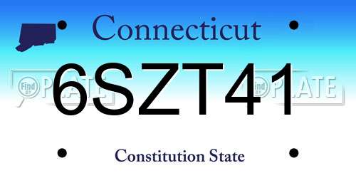 6SZT41 Connecticut License Plate
