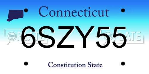 6SZY55 Connecticut License Plate