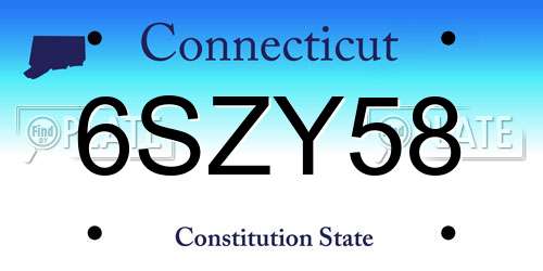 6SZY58 Connecticut License Plate