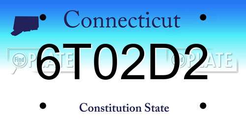 6T02D2 Connecticut License Plate