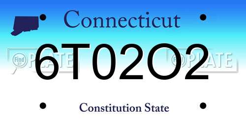 6T02O2 Connecticut License Plate