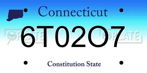 6T02O7 Connecticut License Plate