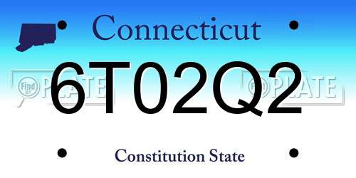 6T02Q2 Connecticut License Plate