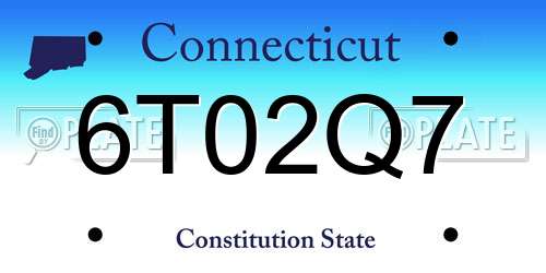 6T02Q7 Connecticut License Plate