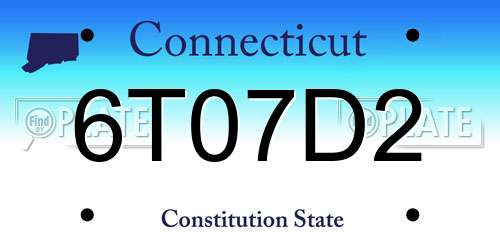 6T07D2 Connecticut License Plate
