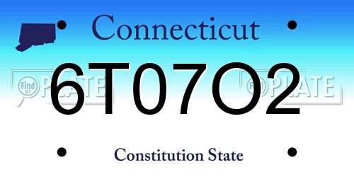 6T07O2 Connecticut License Plate