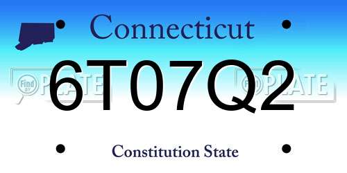 6T07Q2 Connecticut License Plate