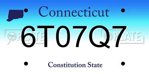 6T07Q7 Connecticut License Plate