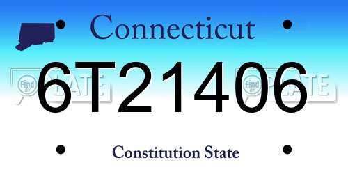 6T21406 Connecticut License Plate