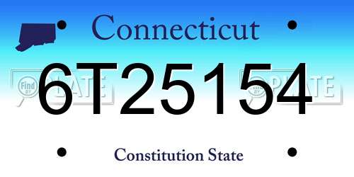 6T25154 Connecticut License Plate