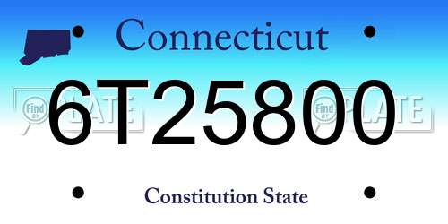 6T25800 Connecticut License Plate