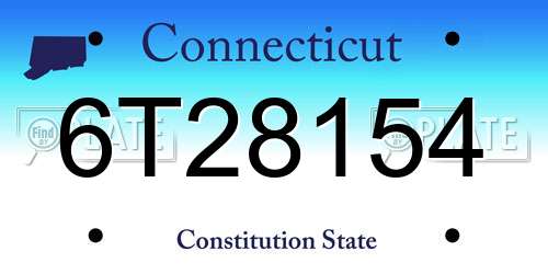 6T28154 Connecticut License Plate