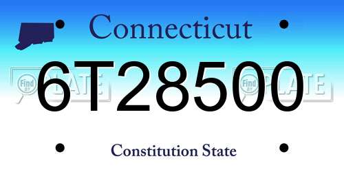 6T28500 Connecticut License Plate