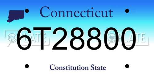 6T28800 Connecticut License Plate