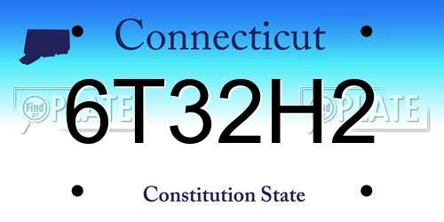 6T32H2 Connecticut License Plate
