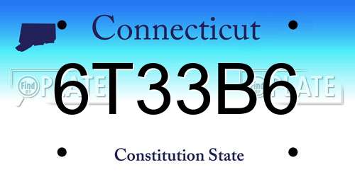6T33B6 Connecticut License Plate