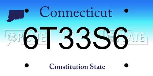 6T33S6 Connecticut License Plate