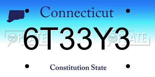 6T33Y3 Connecticut License Plate