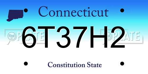 6T37H2 Connecticut License Plate