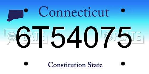 6T54075 Connecticut License Plate