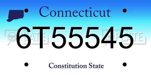 6T55545 Connecticut License Plate