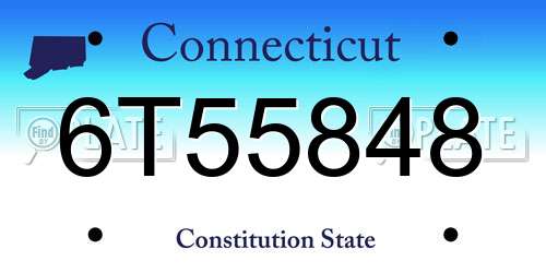 6T55848 Connecticut License Plate