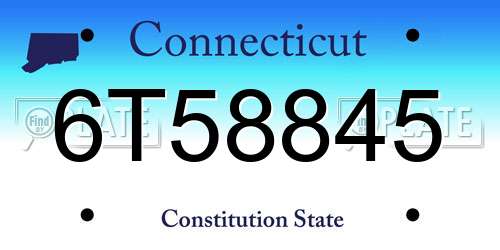 6T58845 Connecticut License Plate