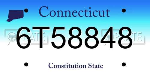 6T58848 Connecticut License Plate