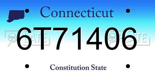 6T71406 Connecticut License Plate
