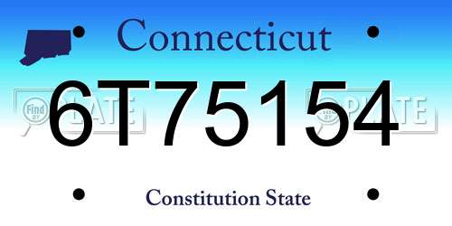 6T75154 Connecticut License Plate