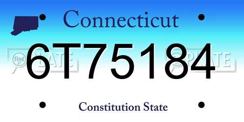 6T75184 Connecticut License Plate