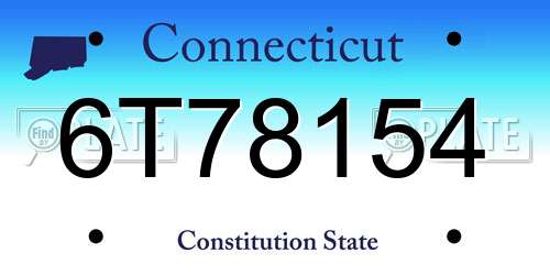 6T78154 Connecticut License Plate