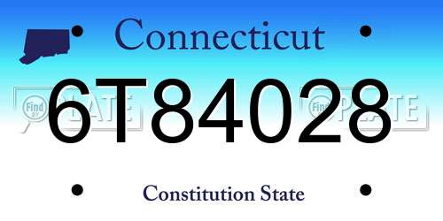 6T84028 Connecticut License Plate