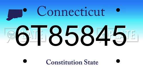 6T85845 Connecticut License Plate