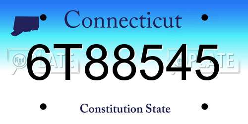 6T88545 Connecticut License Plate