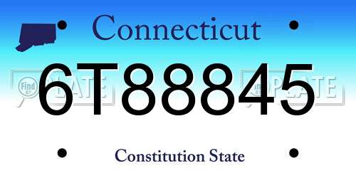 6T88845 Connecticut License Plate