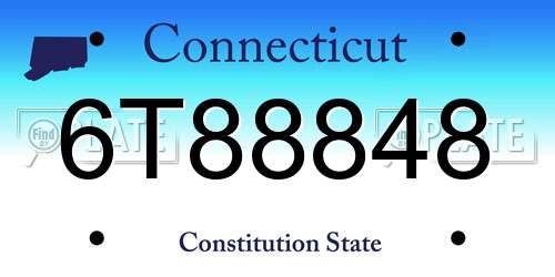 6T88848 Connecticut License Plate