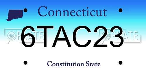 6TAC23 Connecticut License Plate