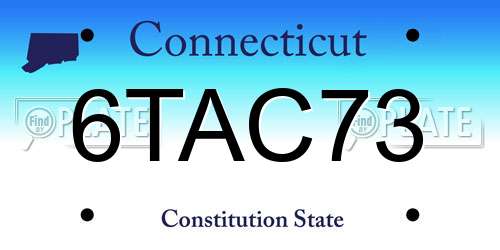 6TAC73 Connecticut License Plate