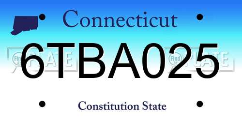 6TBA025 Connecticut License Plate