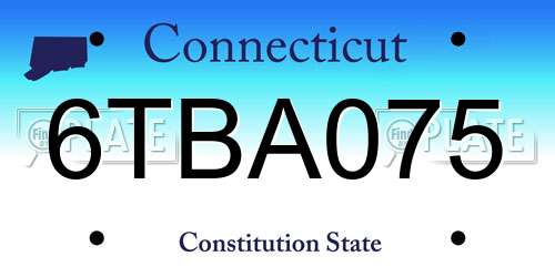 6TBA075 Connecticut License Plate
