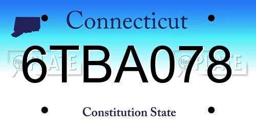 6TBA078 Connecticut License Plate