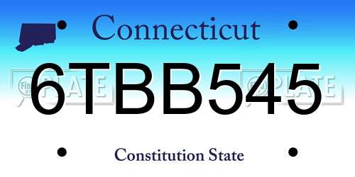 6TBB545 Connecticut License Plate
