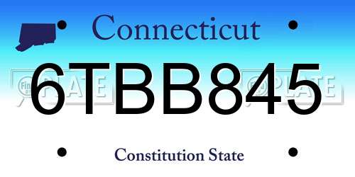 6TBB845 Connecticut License Plate