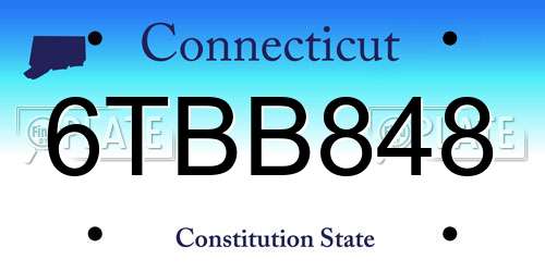 6TBB848 Connecticut License Plate