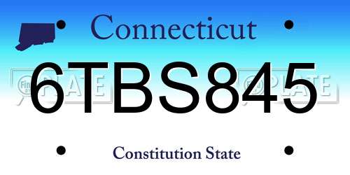 6TBS845 Connecticut License Plate